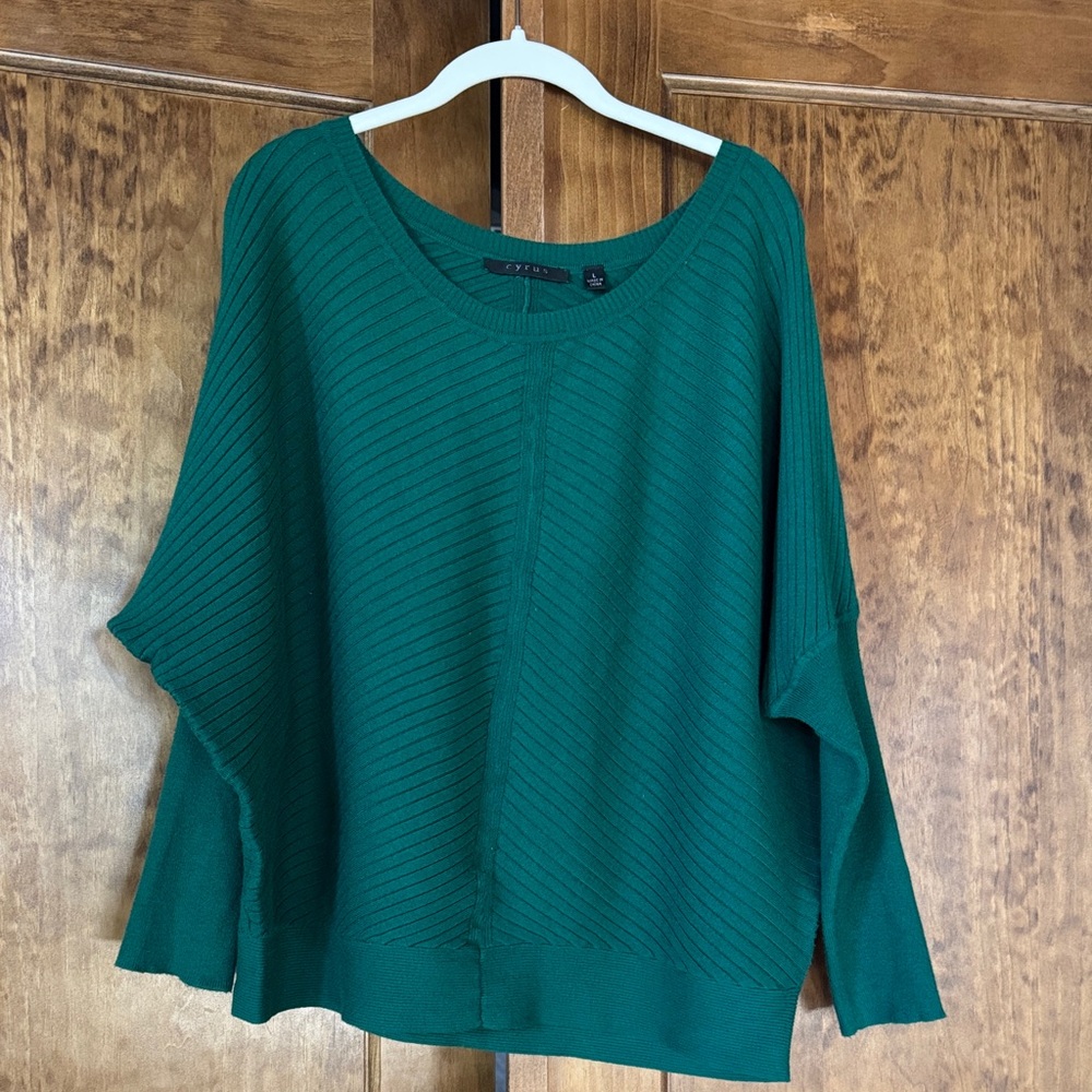 Cyrus Teal Ribbed Boatneck Sweater